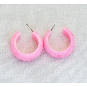 Vintage Strawberry Pink Hoop Earrings - F1